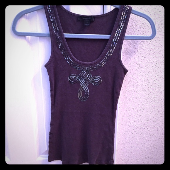 Express Beaded Gray Tank