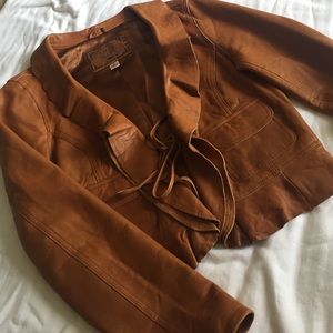 Leather blazer/jacket in light cognac by Old Navy
