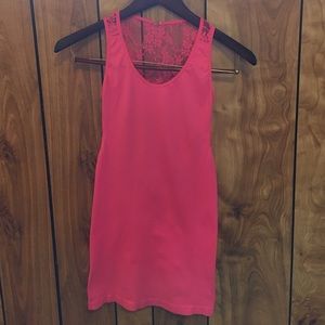 Hot pink spandex body con dress