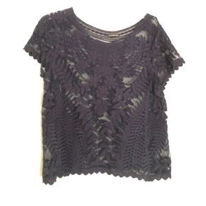 Navy sheer flowered top