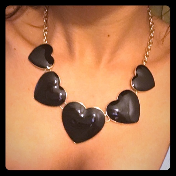 "Black heart" statement necklace