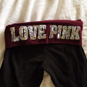 Victoria's Secret Pink Yoga Legging Burgundy/Black