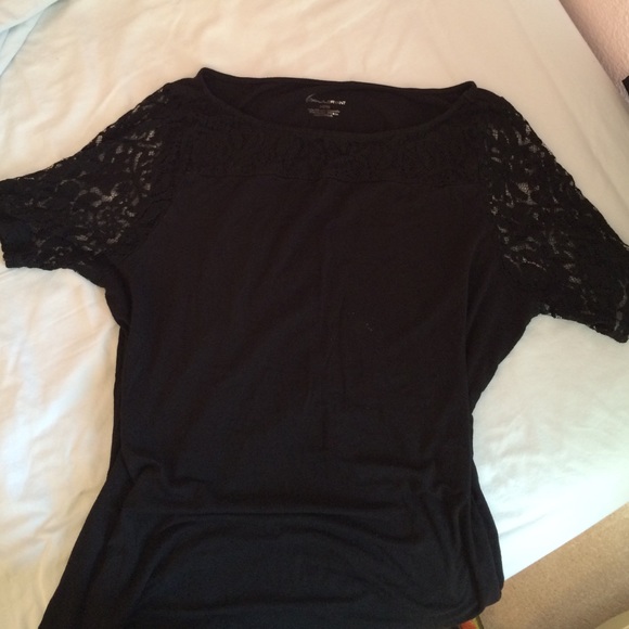 Black, Lane Bryant short sleeve lace top
