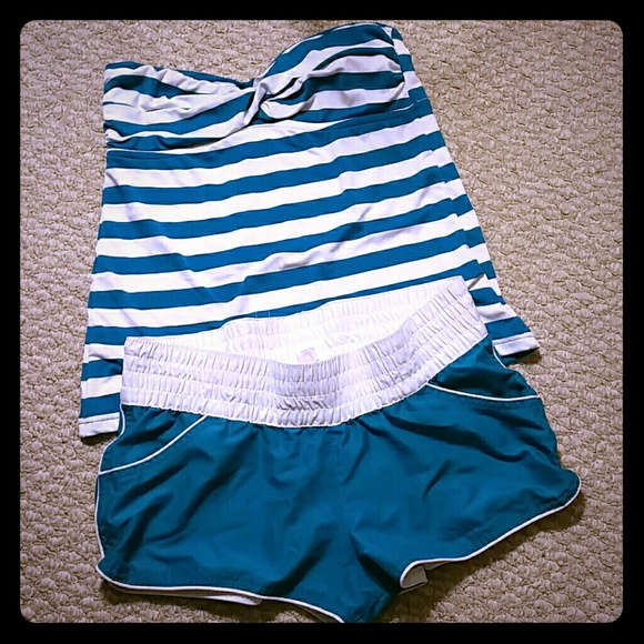 Teal Tankini with matching Swim Shorts