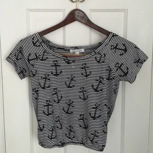 Anchor striped crop top