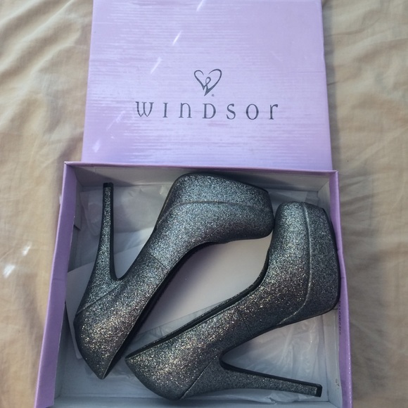 Size 7.5 glittery silver pumps from Windsor