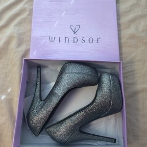 Size 7.5 glittery silver pumps from Windsor