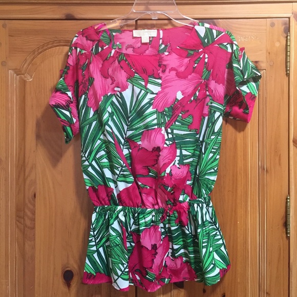 MICHAEL KORS floral peplum top sz6