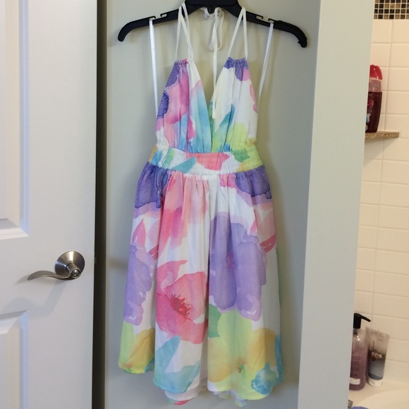NWT floral double strap halter dress Sabo skirt