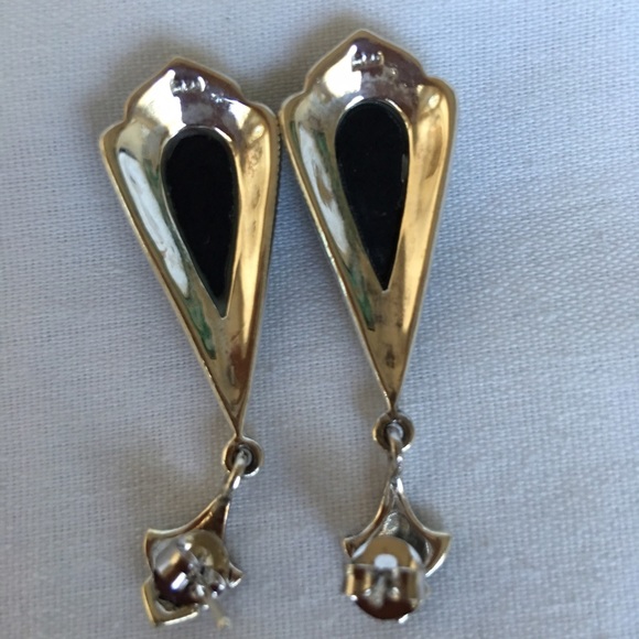 NWOT Black Onyx Marcasite earring - Picture 3 of 4