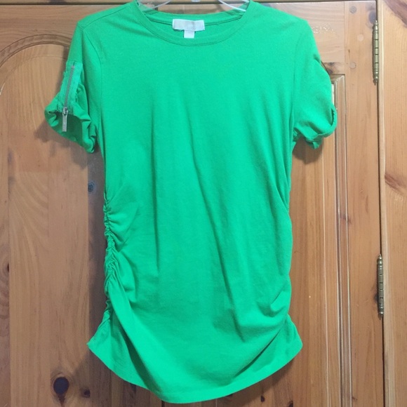 MICHAEL KORS lime green M top with zipper sleeves