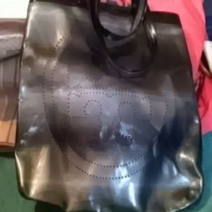 Tory Burch black, patent leather tote