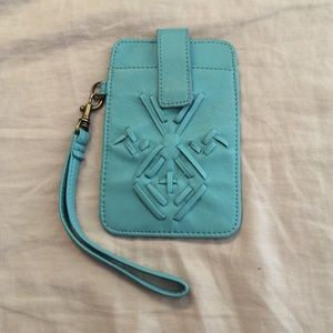 Wrist turquoise wallet/ phone holder
