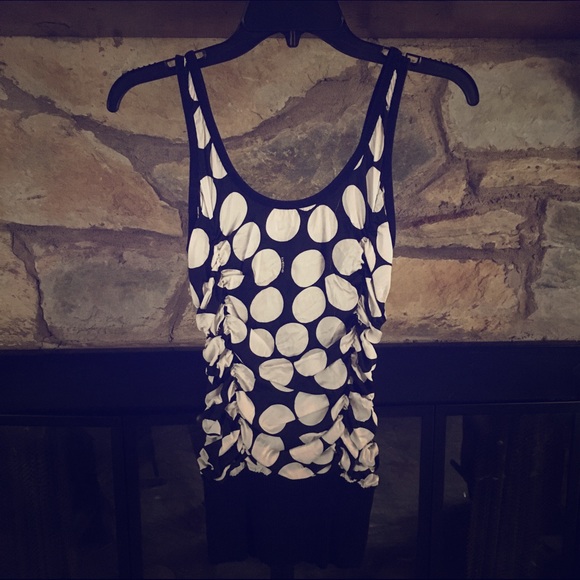 bebe black & white polka dot tank - Picture 1 of 3
