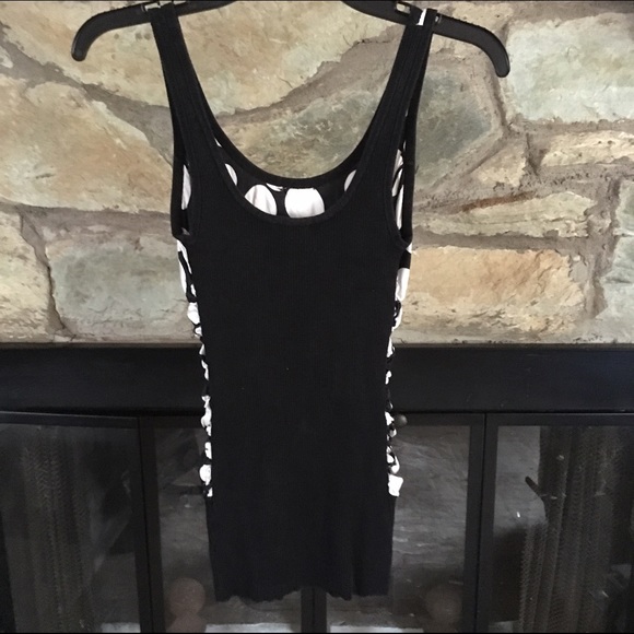 bebe black & white polka dot tank - Picture 2 of 3