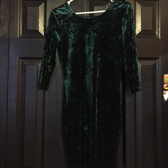 Green velvet body con dress