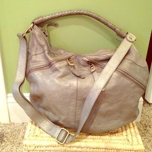 Gray leather Banana Republic cross body purse