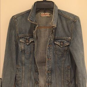 Red engine vintage jean jacket