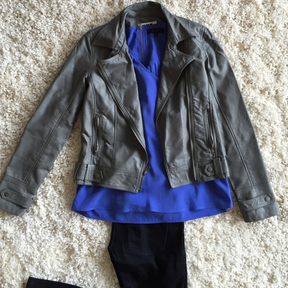 Grey faux leather jacket size small
