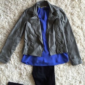 Grey faux leather jacket size small