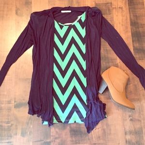 Turquoise and navy chevron print dress!