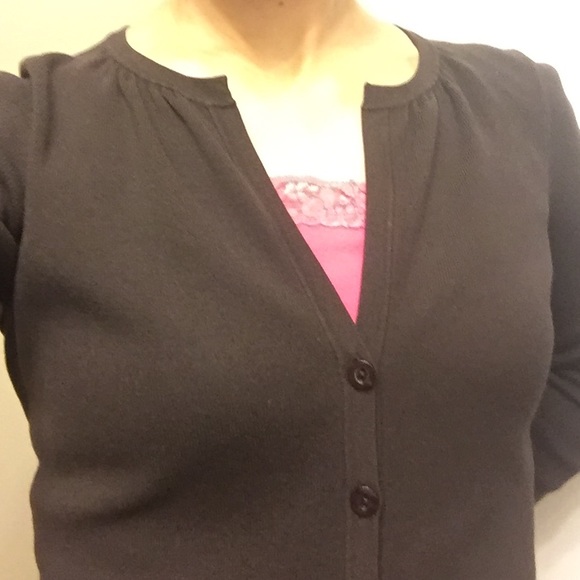 Ann Taylor LOFT Dark Brown V Neck Cardigan