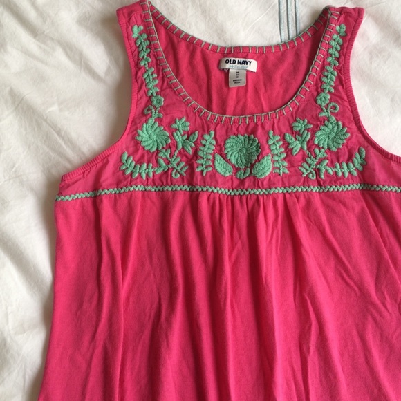 Old Navy Tops - Pink and green embroidered tank top