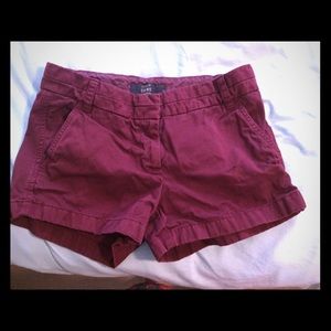 Maroon J Crew 3" Chino Short