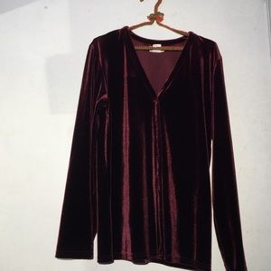Maroon velvet cardigan