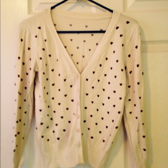 Tan heart cardigan .