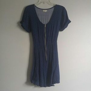 Navy blue and white polka dot dress