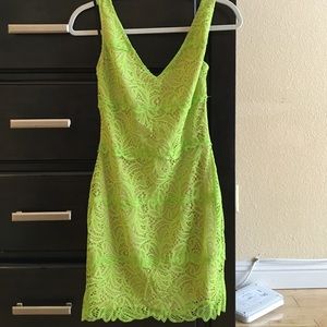 Lime Green Lace Bebe Dress