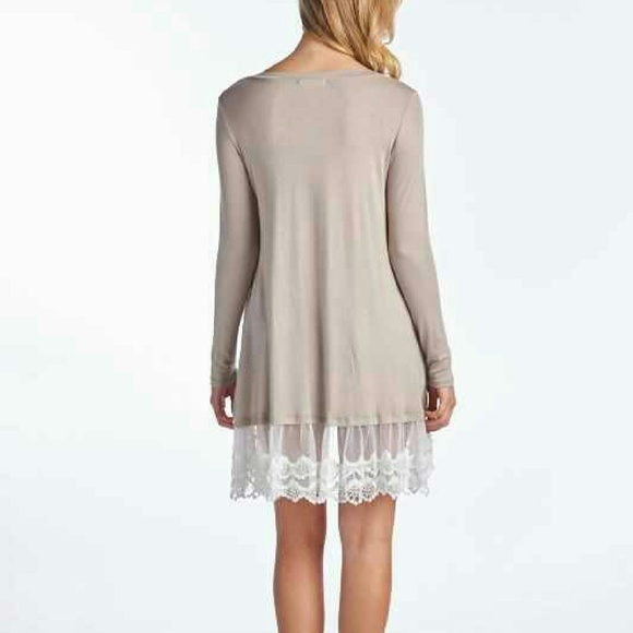 NEW MOCHA TUNIC WITH LACE HEM ‼️LAST‼️ - Picture 2 of 3