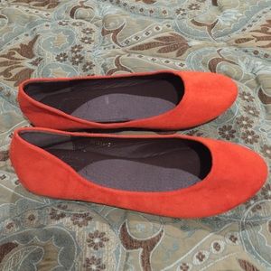 Orange suede flats 8.5