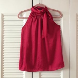 Hot Pink silky LOFT bow blouse