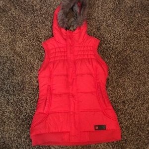 Burton puffer vest with faux fur hood