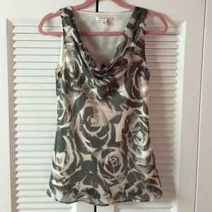 Grey Rose Print Banana Republic Blouse