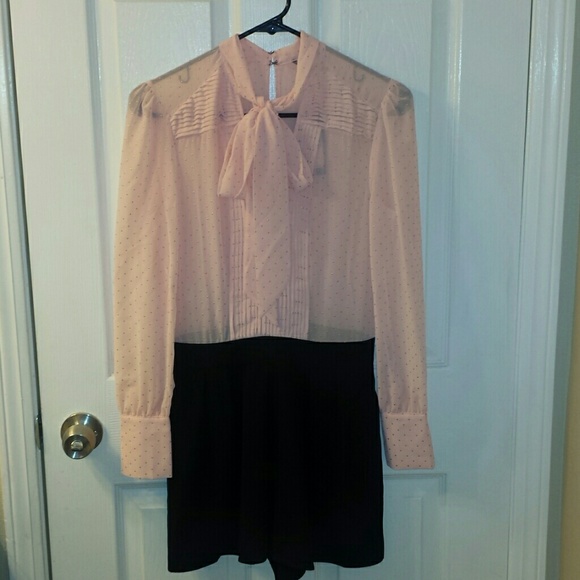 GUESS Long Sleeve Bowtie Romper