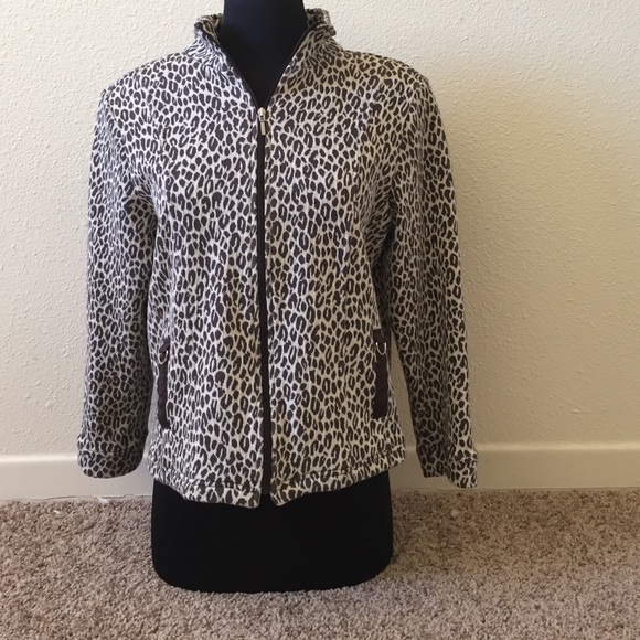 leopard•zip-up•sweater - Picture 3 of 4