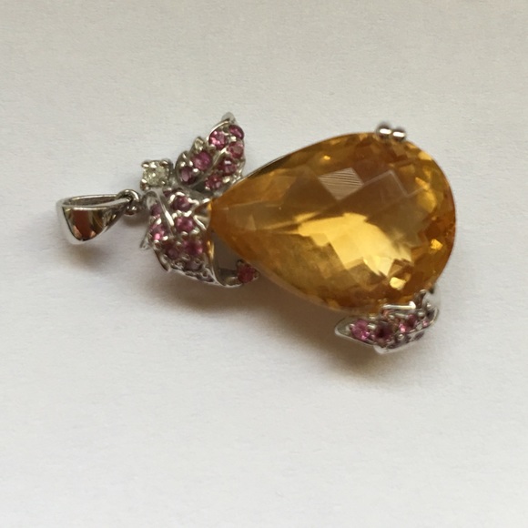 NWOT 9.213 14K Citrine diamond pendant - Picture 3 of 4