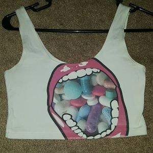 Mouth full of pills crop top