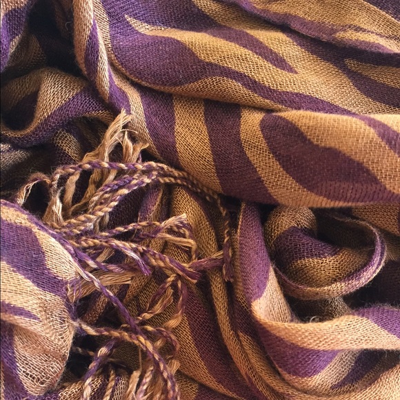 Deep Purple and Golden Tiger Stripe Scarf