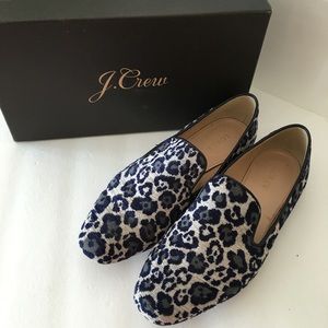 J.crew Georgie Leopard Loafer 8.5 Navy flat