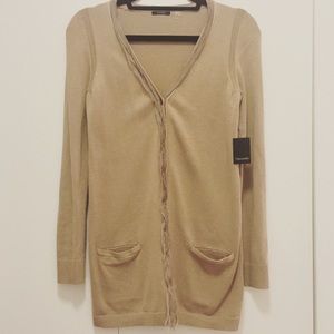 Tahari Cardigan Sweater, XS, Baby Camel