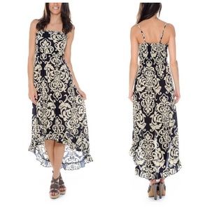 NWT Navy Damask Silk-Blend Dress