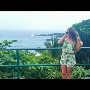 SOLD Missguided tropical palm shorts and top set