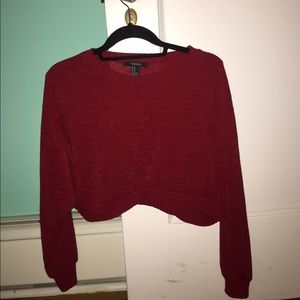 Cropped maroon sweater
