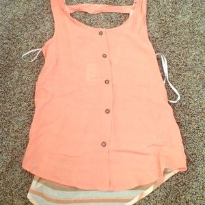 Light pink tank top with open cinched back