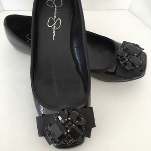 Jessica Simpson black patent Holiday ballet flats