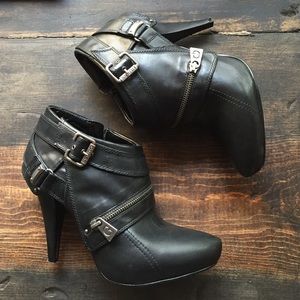 Guess Leather Bootie with Zippers